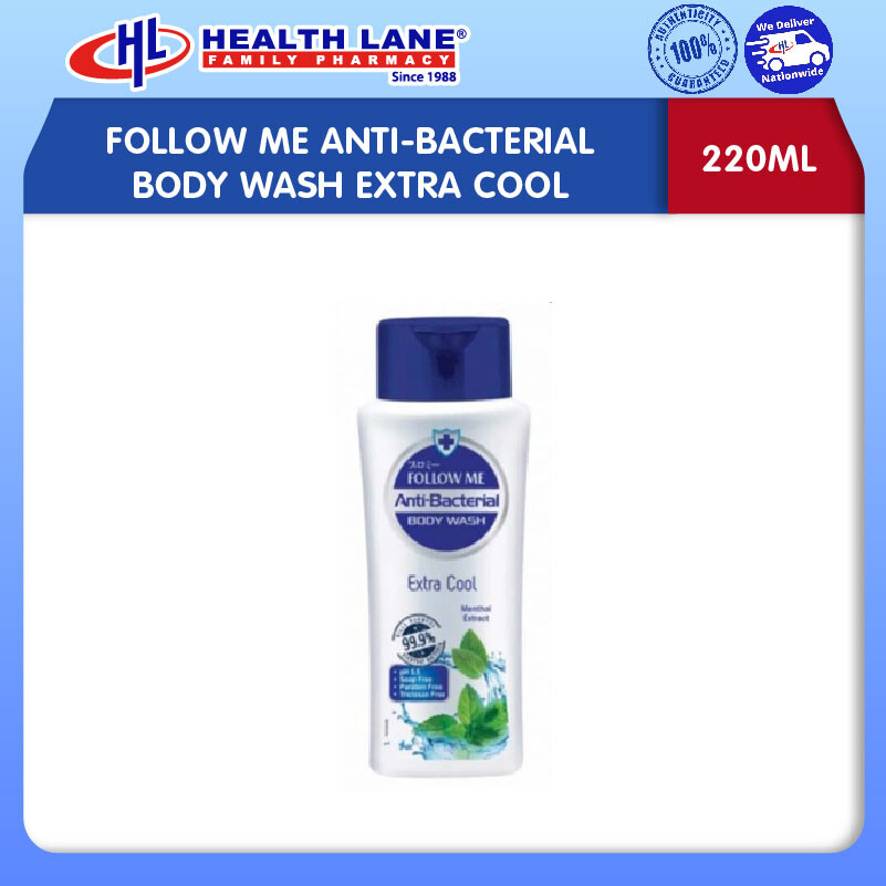 FOLLOW ME ANTI-BACTERIAL SABUN BADAN EXTRA COOL (220ML)